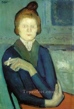 Pablo Picasso Painting - Mujer con un cigarrillo 1901 Pablo Picasso